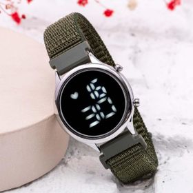 Pinkoli ST-304054 Yeşil Cırtlı Kordon Led Kol Saati