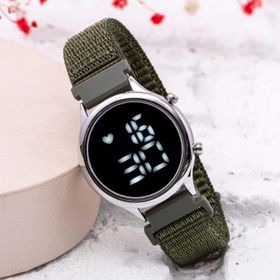 Pinkoli ST-304054 Yeşil Cırtlı Kordon Led Kol Saati