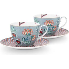 PIP STUDIO Flower Festival Mavi 2'li 280 ml Çay Fincanı Seti