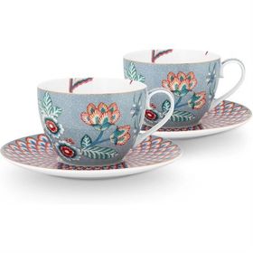 PIP STUDIO Flower Festival Mavi 2'li 280 ml Çay Fincanı Seti