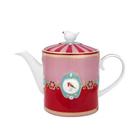 PIP STUDIO Love Birds Collection 1.3 lt Kırmızı Pembe Porselen Demlik