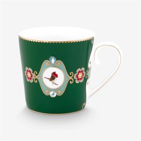 PIP STUDIO Love Birds Koyu Yeşil Madalyon Desenli 250 ml Mug