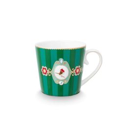 PIP STUDIO Love Birds Yeşil Çizgili Madalyon Desenli 250 ml Mug