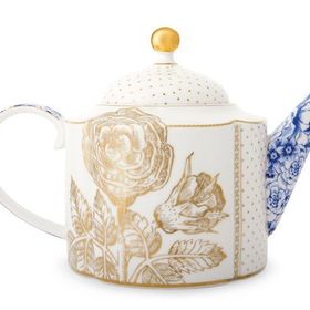 PIP STUDIO Royal White Collection 1.6 lt Mavi Beyaz Porselen Demlik