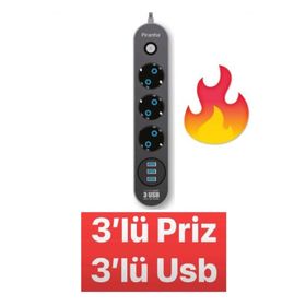 Piranha 3395 Akım Korumalı 3'lü Priz