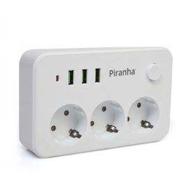 Piranha 3396 Akım Korumalı Uzatma Kablosu 3'lü 3 Usb'li Priz