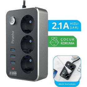 Piranha Akım Korumalı 2 USB Uzatma Kablosu
