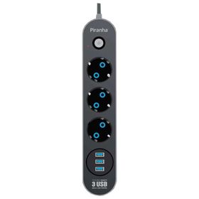 Piranha Akım Korumalı 3 USB'li Uzatma Kablosu