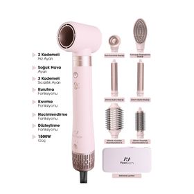 PiranTech KS-611 Airbreeze Pembe Saç Şekillendirme ve Kurutma Seti