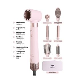 PiranTech KS-611 Airbreeze Pembe Saç Şekillendirme ve Kurutma Seti