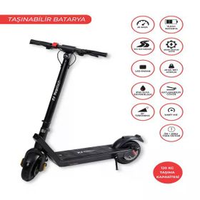 PiranTech X9 Çıkarılabilir Bataryalı 850 W Siyah Elektrikli Scooter