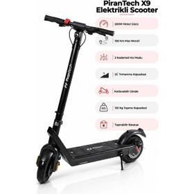 PiranTech X9 Çıkarılabilir Bataryalı 850 W Siyah Elektrikli Scooter
