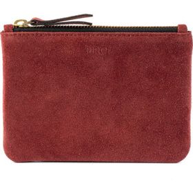 Pirci Süet Deri Mini Pouch Bordo Kadın Cüzdan