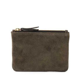 Pirci Süet Deri Mini Pouch Haki Kadın Cüzdan