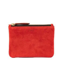 Pirci Süet Deri Mini Pouch Kırmızı Kadın Cüzdan