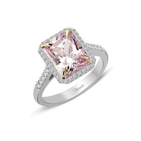 Pırlanta ve Pembe Topaz Baget Kesim Tektaş Yüzük