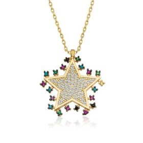 Pirmoda PRMPT11001687 Gold Parlayan Yıldız 925 Ayar Gümüş Kolye