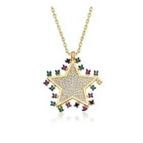 Pirmoda PRMPT11001687 Gold Parlayan Yıldız 925 Ayar Gümüş Kolye