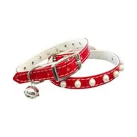 PisyCat Kırmızı 10 mm 30 cm İncili Kedi Tasması