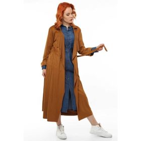 Pitti 60279 Taba Süet Uzun Kadın Ceket