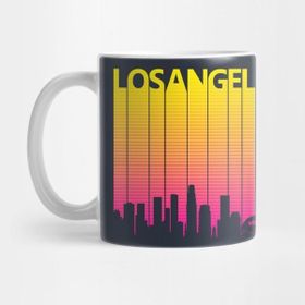 Pixxa 1980S Retro Los Angeles Skyline Silhouette Kupa Bardak