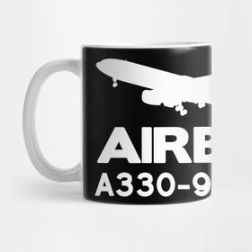 Pixxa Airbus A330-900NEO Silhouette Print (White) Kupa Bardak