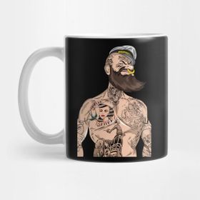 Pixxa Bearded And Tattooed Sailor Man Kupa Bardak