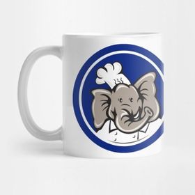 Pixxa Blue Elephant Head Wearing Chef Hat Kupa Bardak