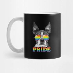 Pixxa Boston Terrier Pride Rainbow Flag Sunglasses Kupa Bardak