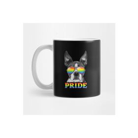 Pixxa Boston Terrier Pride Rainbow Flag Sunglasses Kupa Bardak