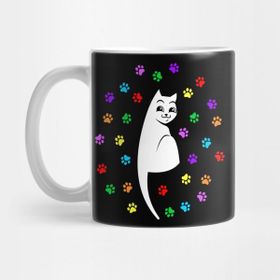 Pixxa Cat Playing Paint Paws Kedi Kupa Bardak