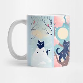 Pixxa Changing Seasons Kedi Mevsimler Kupa Bardak