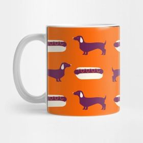 Pixxa Dachshund Hot Dog By Cindy Rose Studio - Orange Kupa Bardak