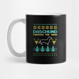 Pixxa Daschund Christmas Shirt Through The Snow Gıft Kupa Bardak