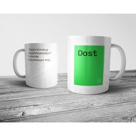 Pixxa Dost Tanımı Komik Yeşil Kupa Bardak