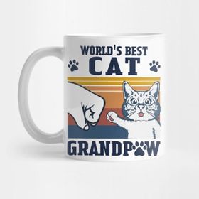 Pixxa Father's Day Retro World's Best Cat Grandpaw Kupa Bardak