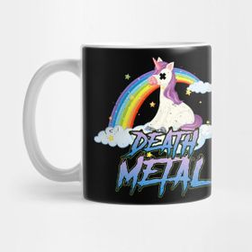 Pixxa Funny Death Metal Unicorn Cute Rock Music Band Kupa Bardak