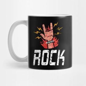 Pixxa Hand Horns Rock Band Distressed Prints For Men Women Kids Kupa Bardak