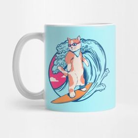 Pixxa Hang Ten Cat Surfer Kupa Bardak