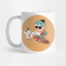 Pixxa Hilda A Blue Haired Girl And Her Deerfox Pet Kupa Bardak