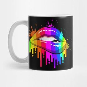Pixxa Homosexual Lesbian Rainbow Lips Pride Kupa Bardak