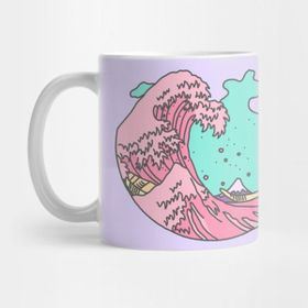 Pixxa Japanese Pastel Kawaii Anime Meme Surf Beach Wave Kupa Bardak
