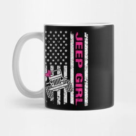 Pixxa Jeep Girl American Flag Jeep Women Cute Ribbon Jeep Kupa Bardak