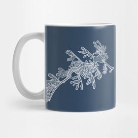 Pixxa Leafy Sedragon Ink Art Detailed Marine Animal Design Kupa Bardak
