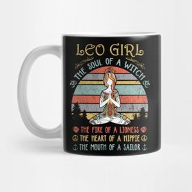 Pixxa Leo Girl The Soul Of A Witch Vintage Yoga Leo Girl Birthday Gift Kupa Bardak