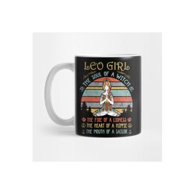 Pixxa Leo Girl The Soul Of A Witch Vintage Yoga Leo Girl Birthday Gift Kupa Bardak