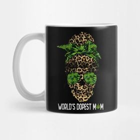 Pixxa Leopard Skull Lady World's Dopest Mom Marijuana Weed Kupa Bardak