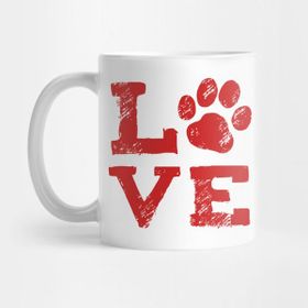 Pixxa Love With Dog Paw Print Kupa Bardak