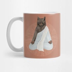 Pixxa Meditating Cat - Black Kupa Bardak