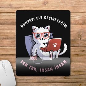Pixxa Model 1 Dünyayı Ele Geçireceğim Kedi Bilek Destekli Mouse Pad